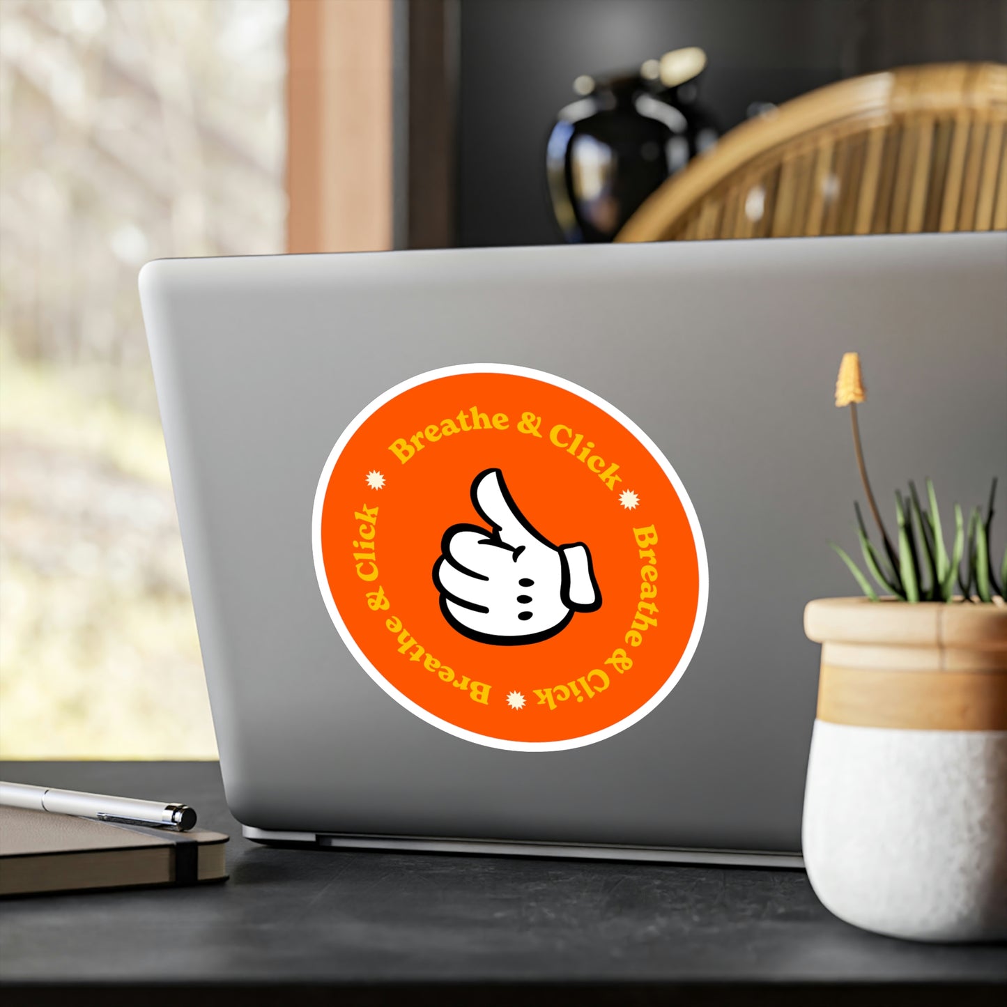 Film Photography Vinyl Sticker - 'Breathe & Click' - Orange