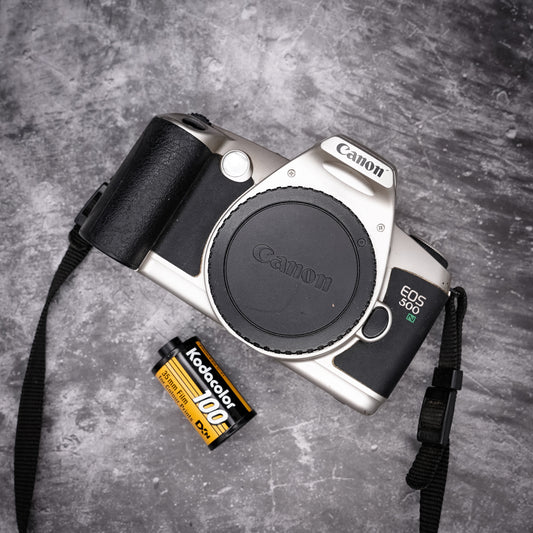 35mm Film Camera Kit | Canon EOS 500N Body Only, Roll Of Expired Film, Original Strap