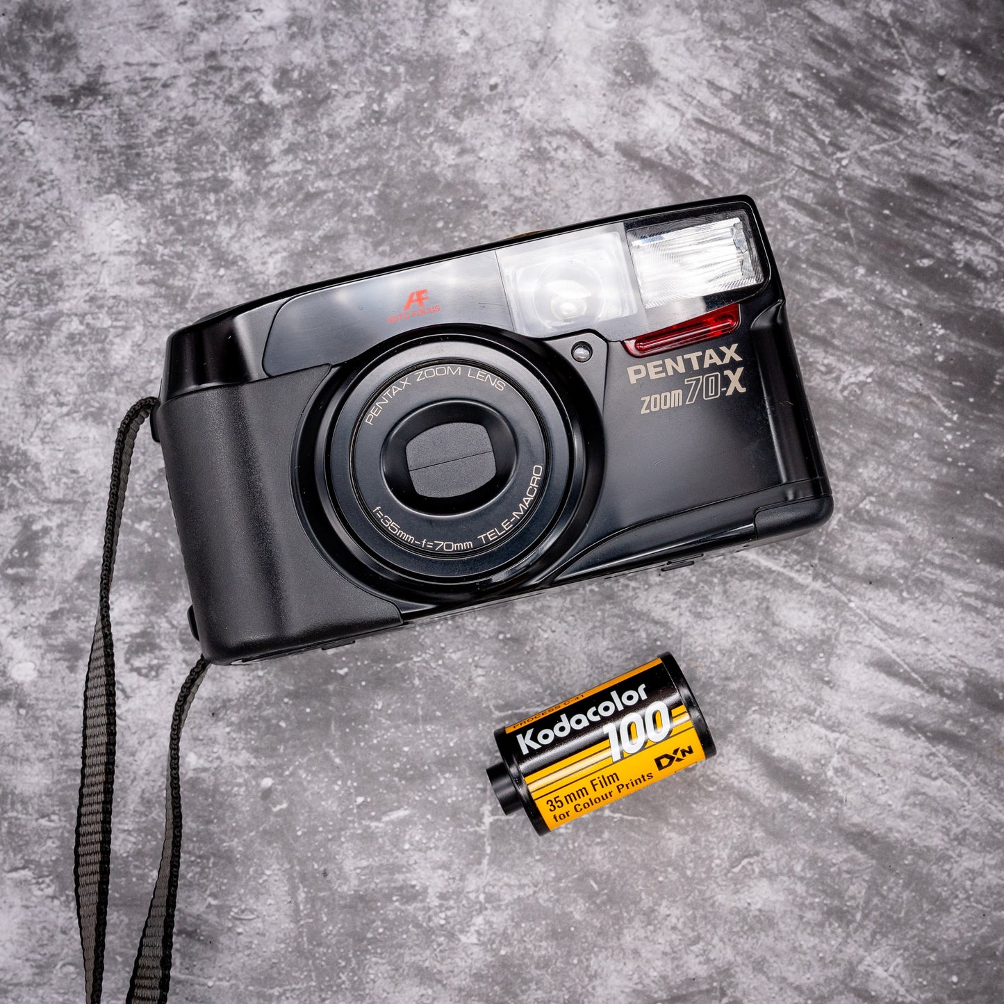 35mm Point & Shoot Film Camera Kit | Pentax Zoom 70-X + Roll Of Expired Film, Carry Case