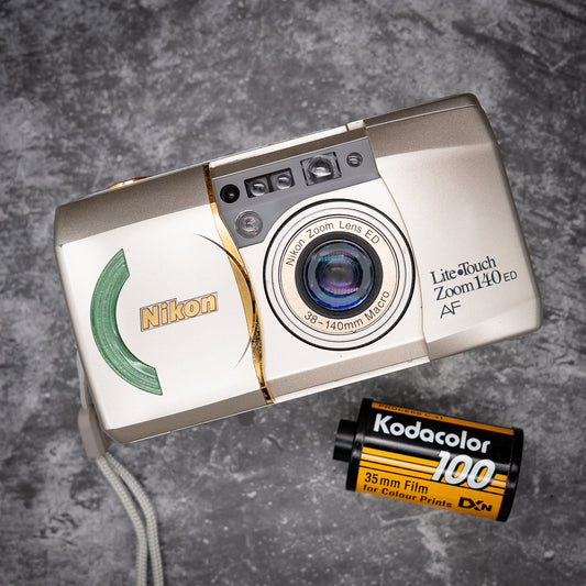 35mm Point & Shoot Camera Kit | Nikon Lite Touch Zoom 140 ED AF + Carry Case, Roll Of Expired Film
