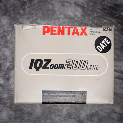 35mm Point & Shoot Film Camera Kit | Pentax IQZoom 200 Date + Original Box & Instructions, Carry Case, Roll Of Expired Film