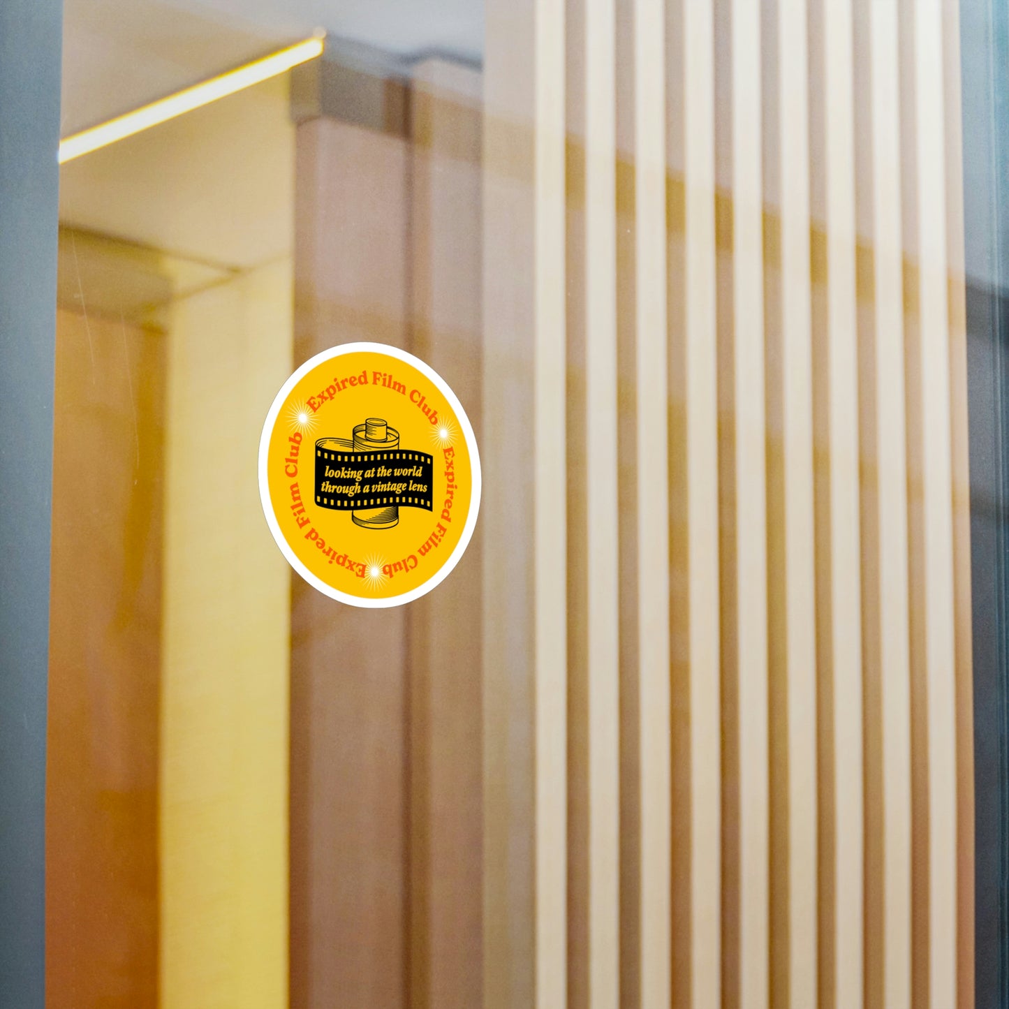 Film Photography Vinyl Sticker - 'Looking At The World Through A Vintage Lens' - Yellow