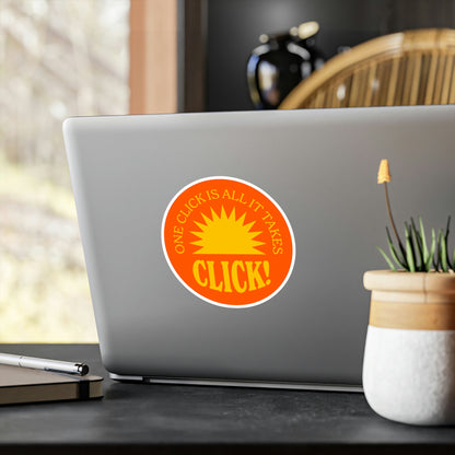 Film Photography Vinyl Sticker - 'One Click Is All It Takes' - Orange